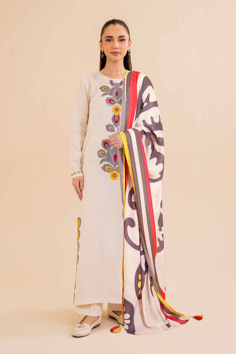 Nishat Winter Drop-2 Embroidered Cotton Unstitched 3Pc Suit - 42404700