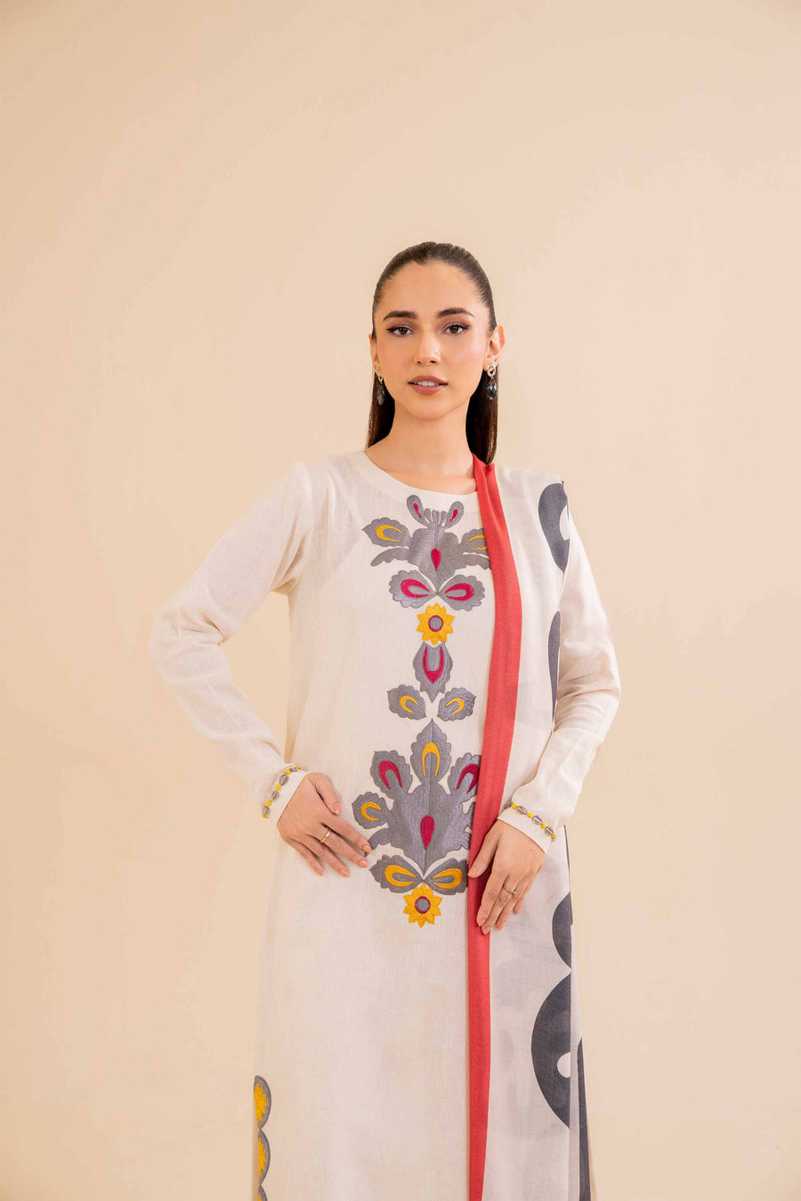 Nishat Winter Drop-2 Embroidered Cotton Unstitched 3Pc Suit - 42404700