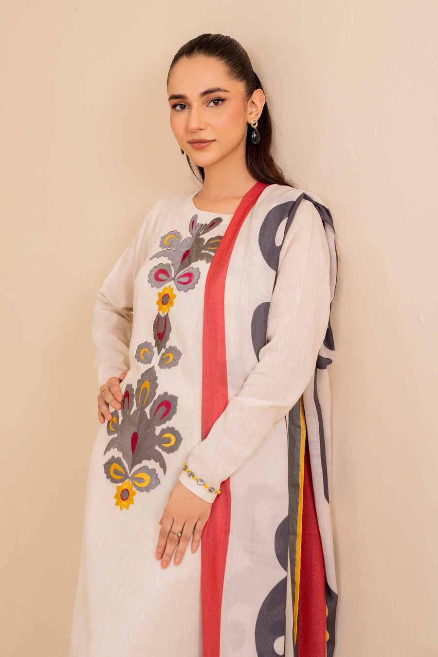 Nishat Winter Drop-2 Embroidered Cotton Unstitched 3Pc Suit - 42404700