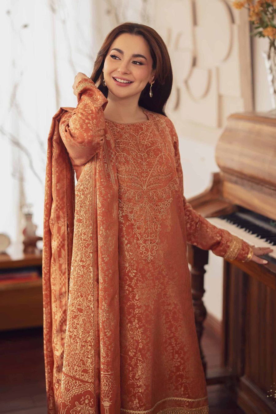 Nishat Winter Drop-2 Embroidered Jacquard Unstitched 3Pc Suit - 42404735