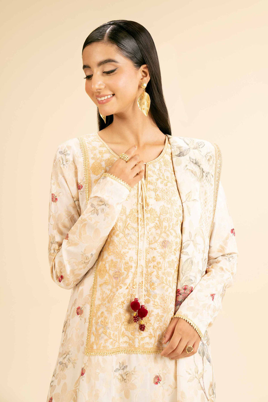 Nishat Winter Drop-2 Embroidered Jacquard Unstitched 3Pc Suit - 42404740