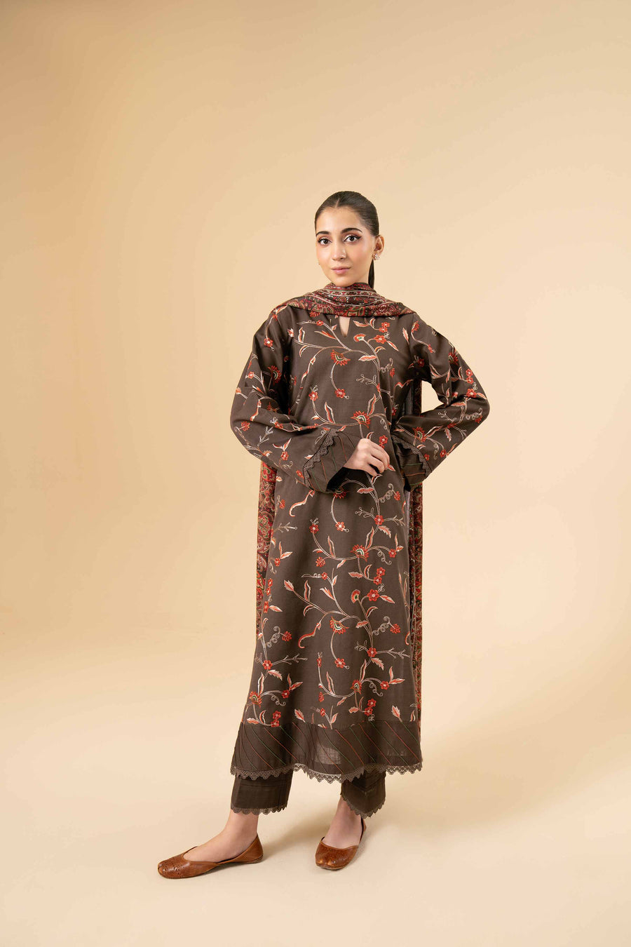 Nishat Winter Drop-2 Embroidered Khaddar Unstitched 3Pc Suit - 42404749