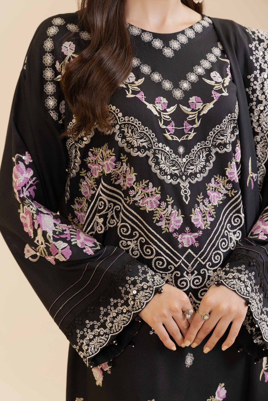 Nishat Winter Drop-2 Embroidered Karandi Unstitched 3Pc Suit - 42405040