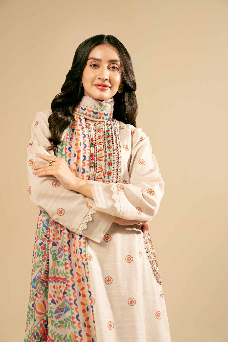Nishat Winter Drop-2 Embroidered Khaddar Unstitched 3Pc Suit - 42405048