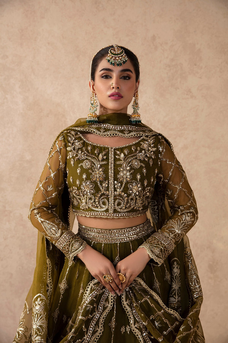 Zarposh Jahanara Festive Embroidered Organza Unstitched 3Pc Suit - MAYA
