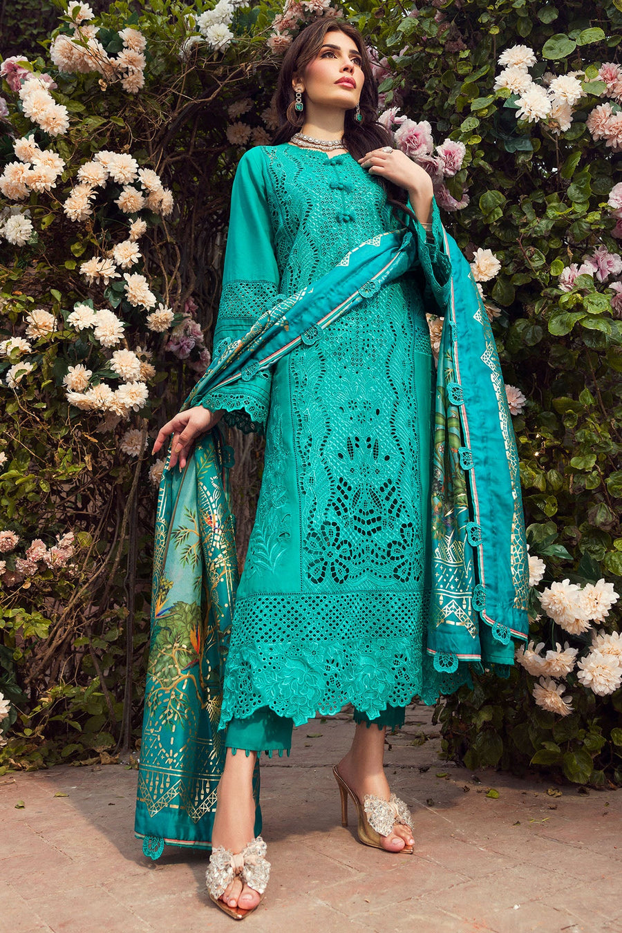 Motifz Premium Embroidered Lawn Unstitched 3Pc Suit 4430-SANOBAR