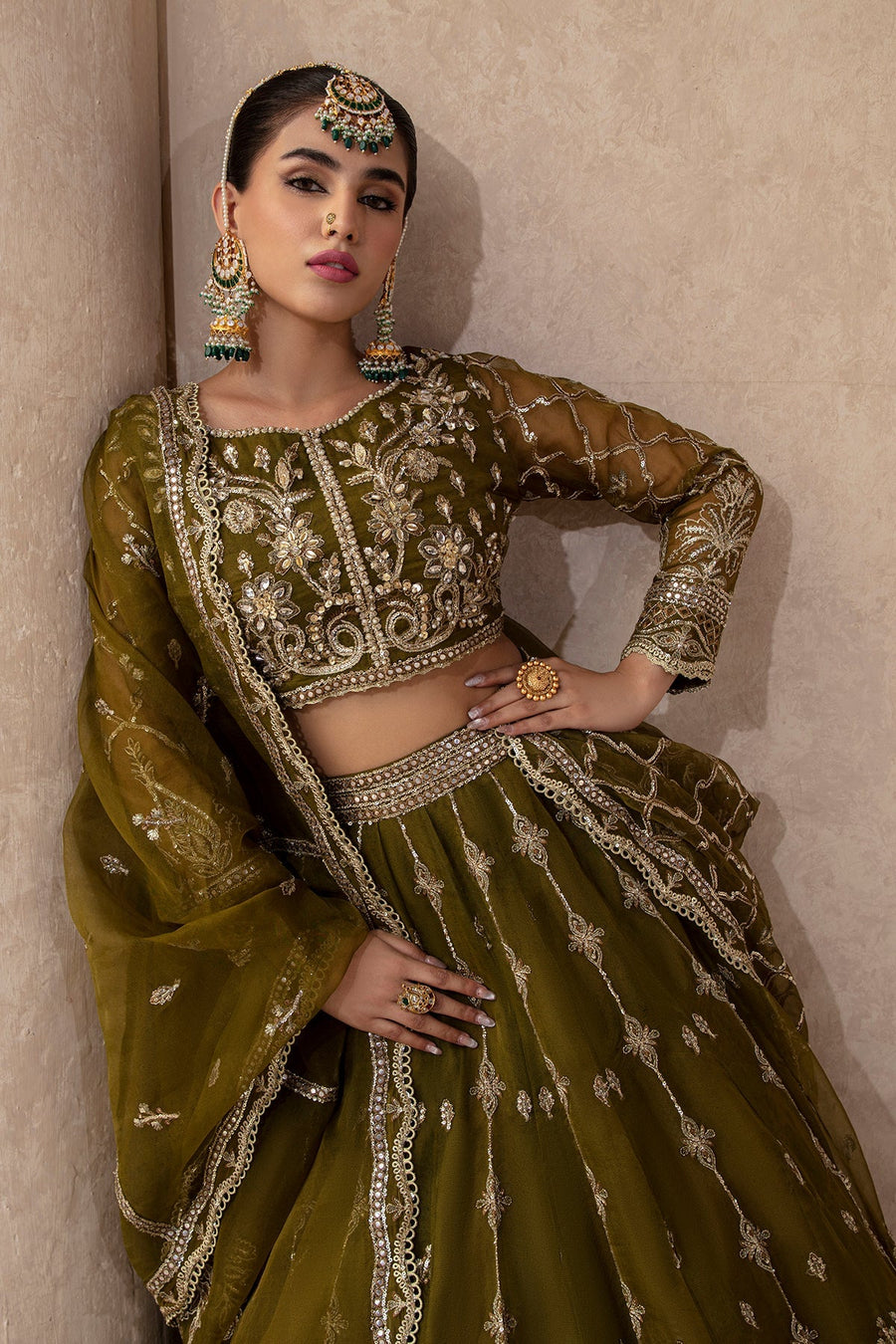 Zarposh Jahanara Festive Embroidered Organza Unstitched 3Pc Suit - MAYA