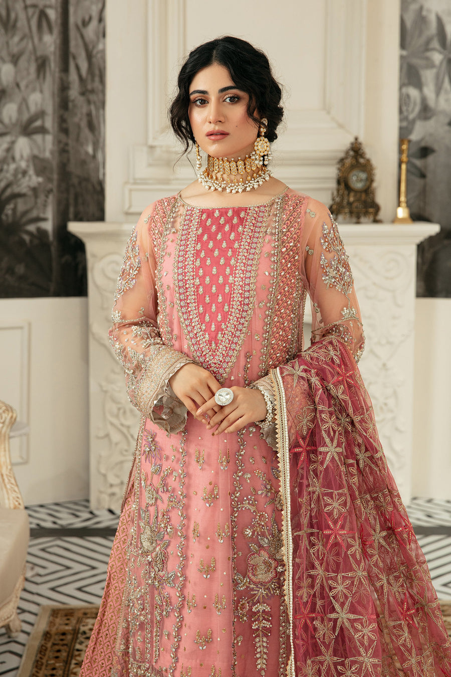 EZRA Luxury Wedding Hand Embellished Net Unstitched 3Pc Suit WD22-07 SAHIBA