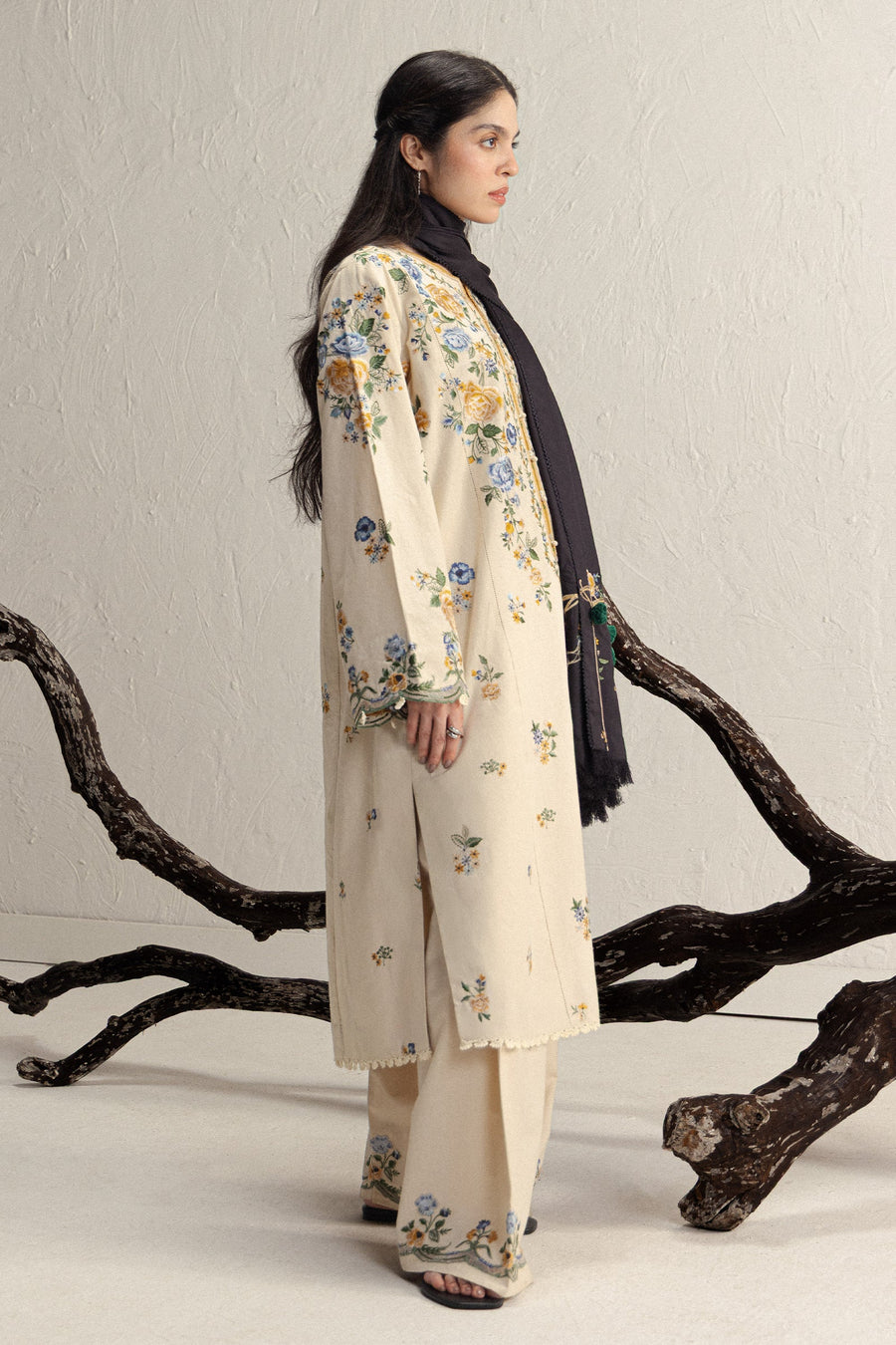 Coco Zara Shahjahan Embroidered Karandi Unstitched 3Pc D-9B ASMANI