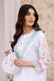 La Rosaa Spring Summer Embroidered Lawn Stitched 2Pc Suit LSS-24-04 White