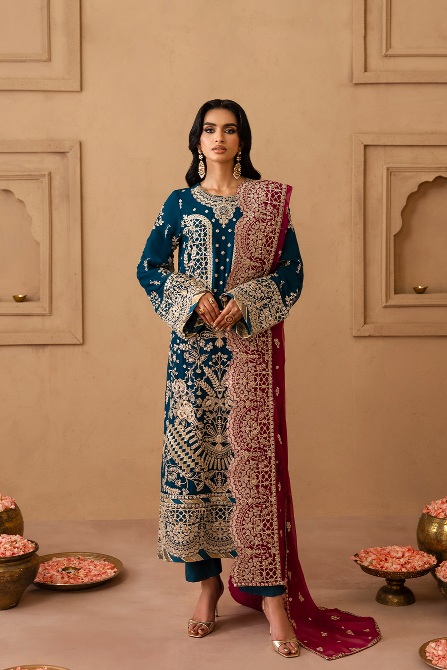 Emaan Adeel Sheherzadi Embroidered Chiffon Unstitched 3Pc Suit - KAVYA