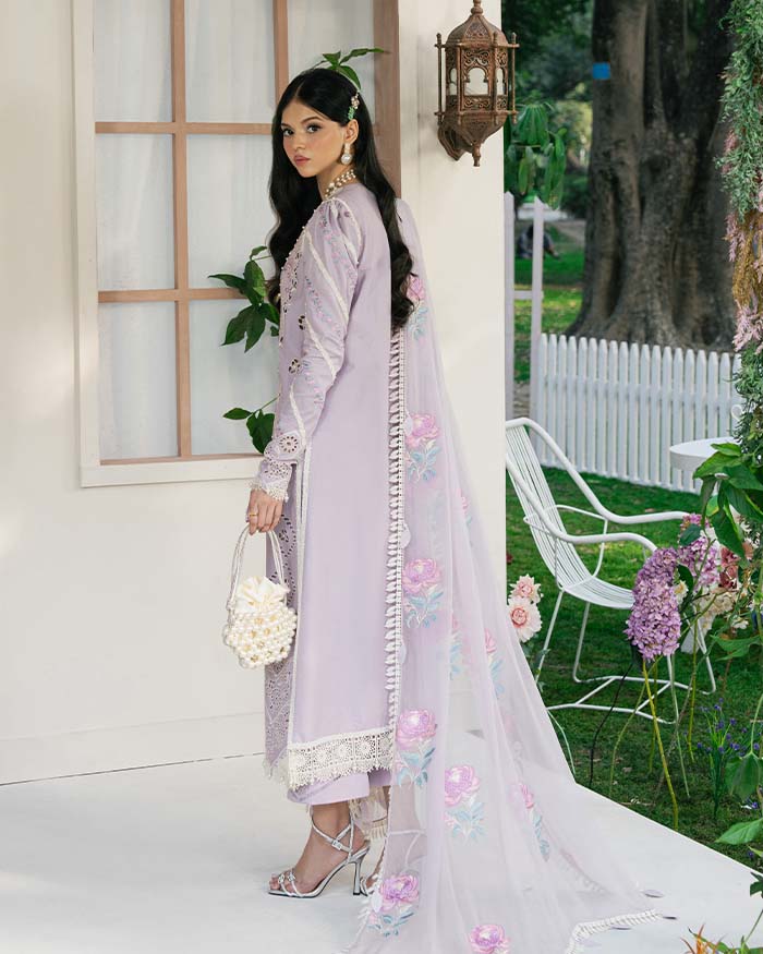 Zevk Flora Festive Embroidered Lawn Unstitched 3Pc Suit - LILLY