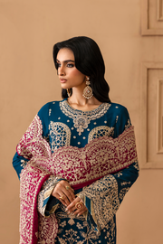 Emaan Adeel Sheherzadi Embroidered Chiffon Unstitched 3Pc Suit - KAVYA
