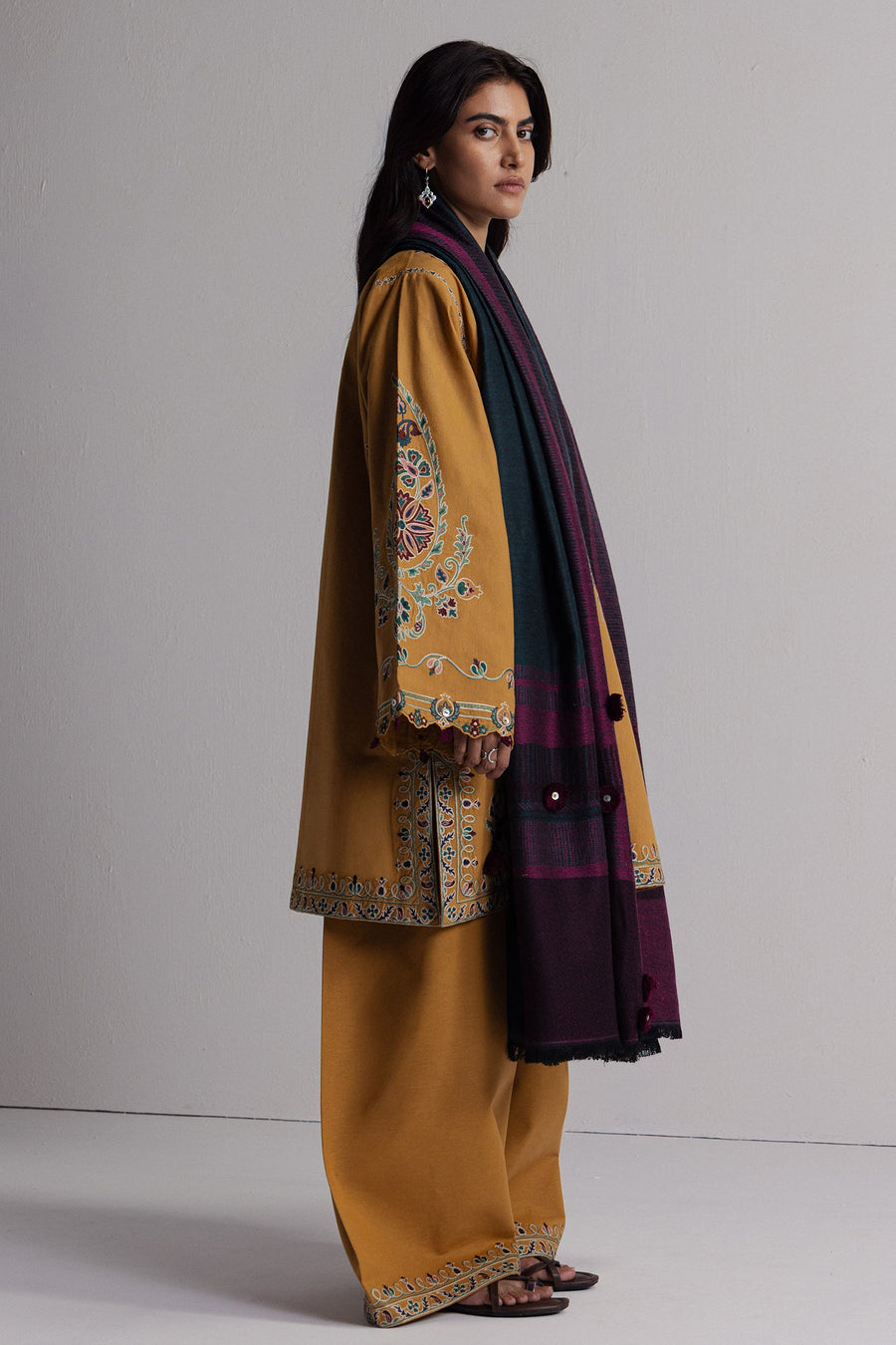 Coco Zara Shahjahan Embroidered Karandi Unstitched 3Pc D-2A OCHRE