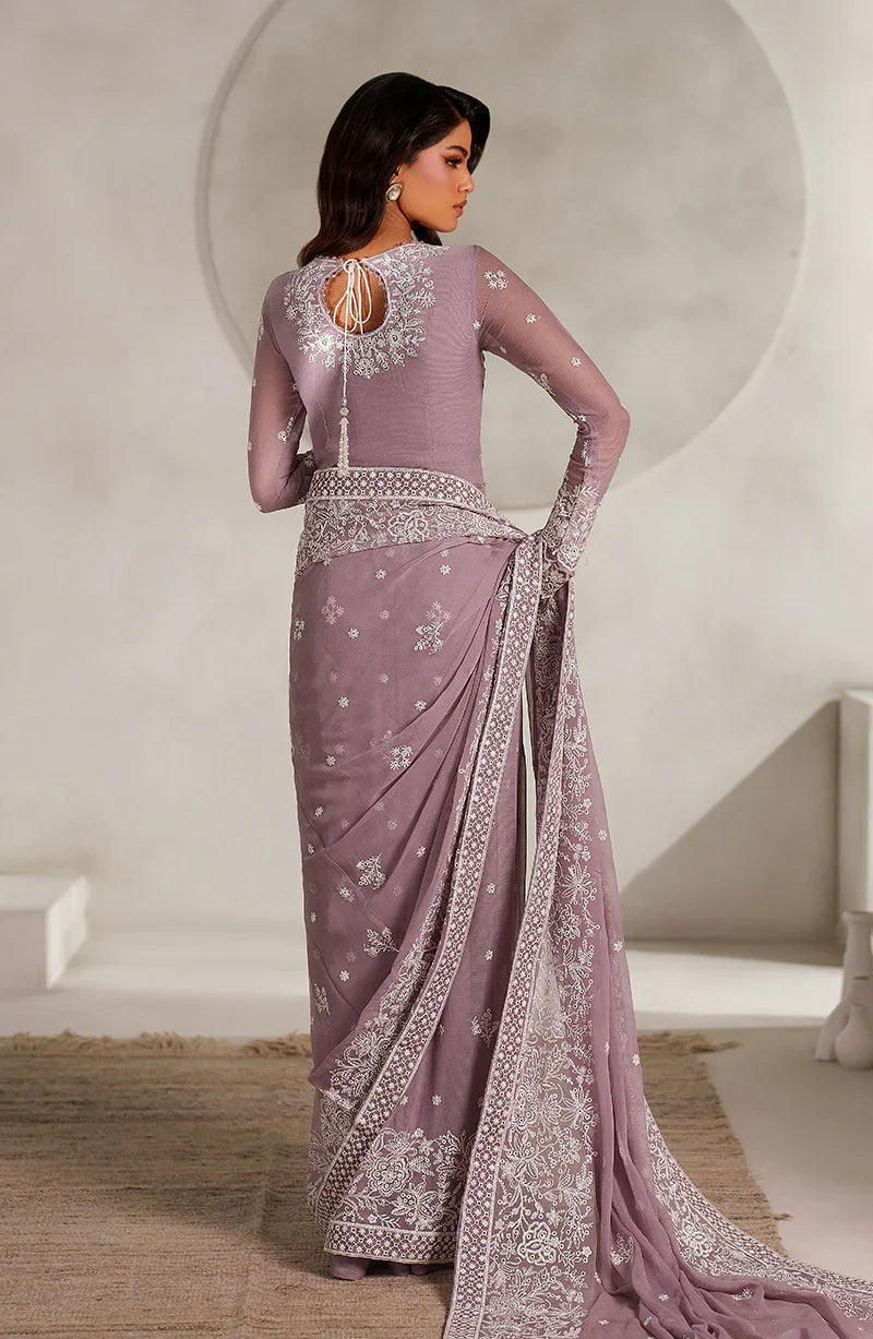 Zarif Muse Thread Embroidered Chiffon Unstitched Saree ZE-MT-05 Niora