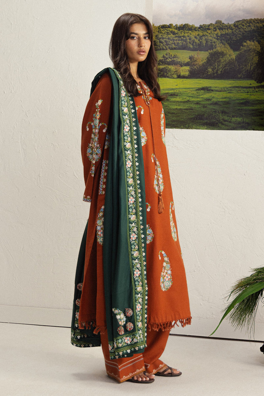 Coco Zara Shahjahan Embroidered Khaddar Unstitched 3Pc D-6B SHIREEN