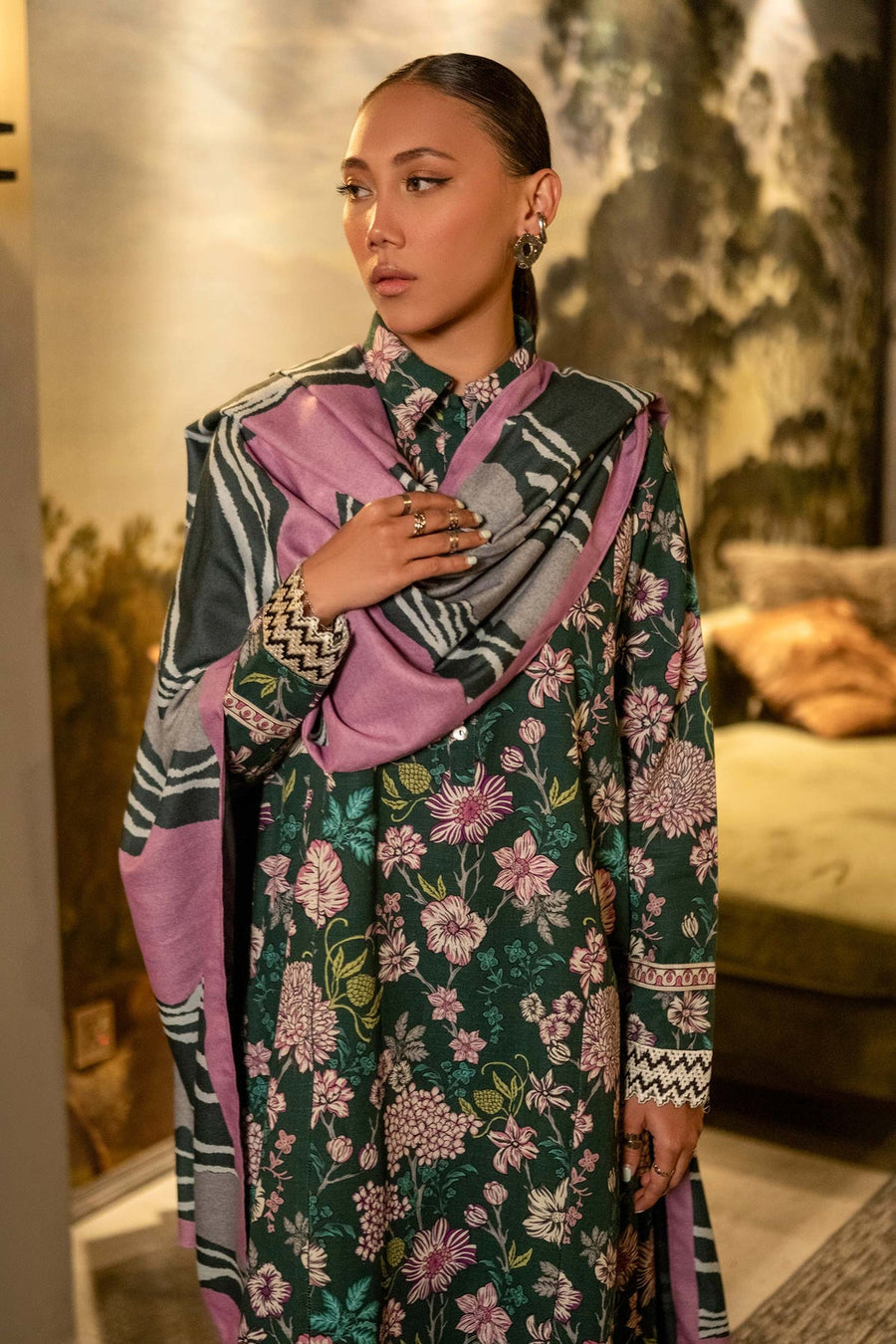 Maria.B M.Basics Printed Khaddar Unstitched 3Pc Suit D-04B