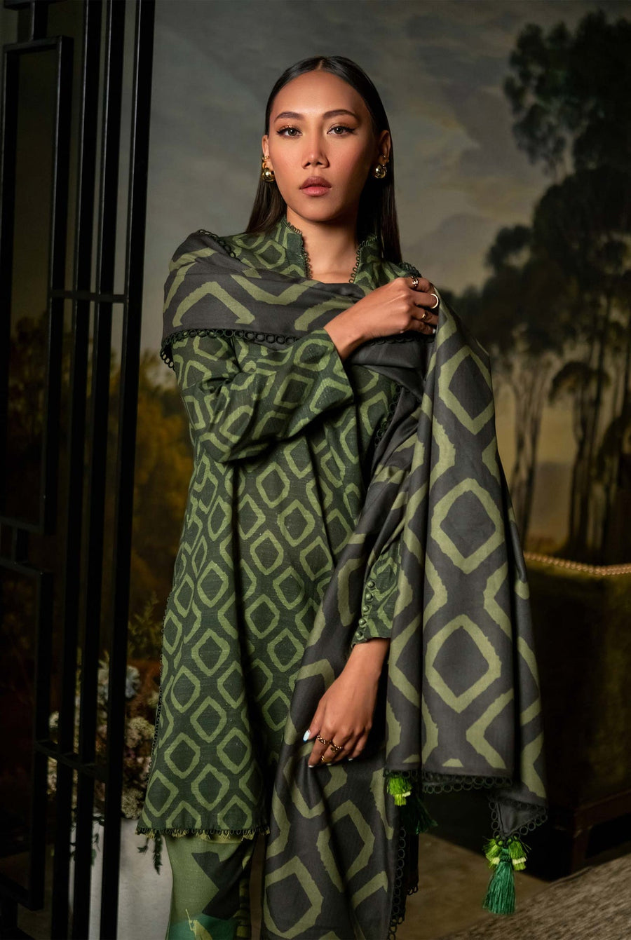 Maria.B M.Basics Printed Khaddar Unstitched 3Pc Suit D-06A