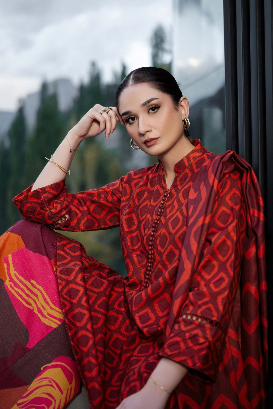 Maria.B M.Basics Printed Khaddar Unstitched 3Pc Suit D-06B