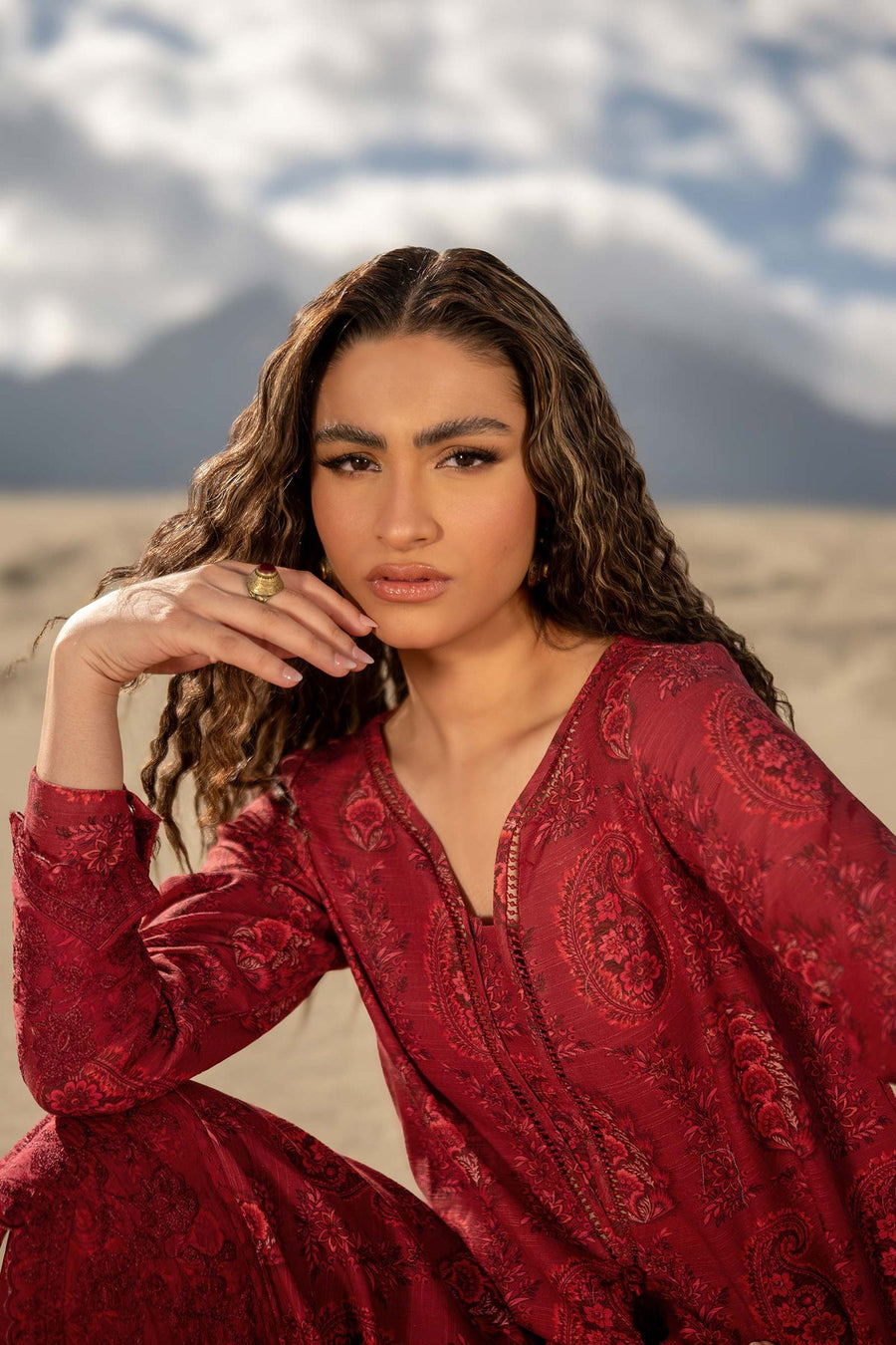 Maria.B M.Basics Printed Khaddar Unstitched 3Pc Suit D-08B