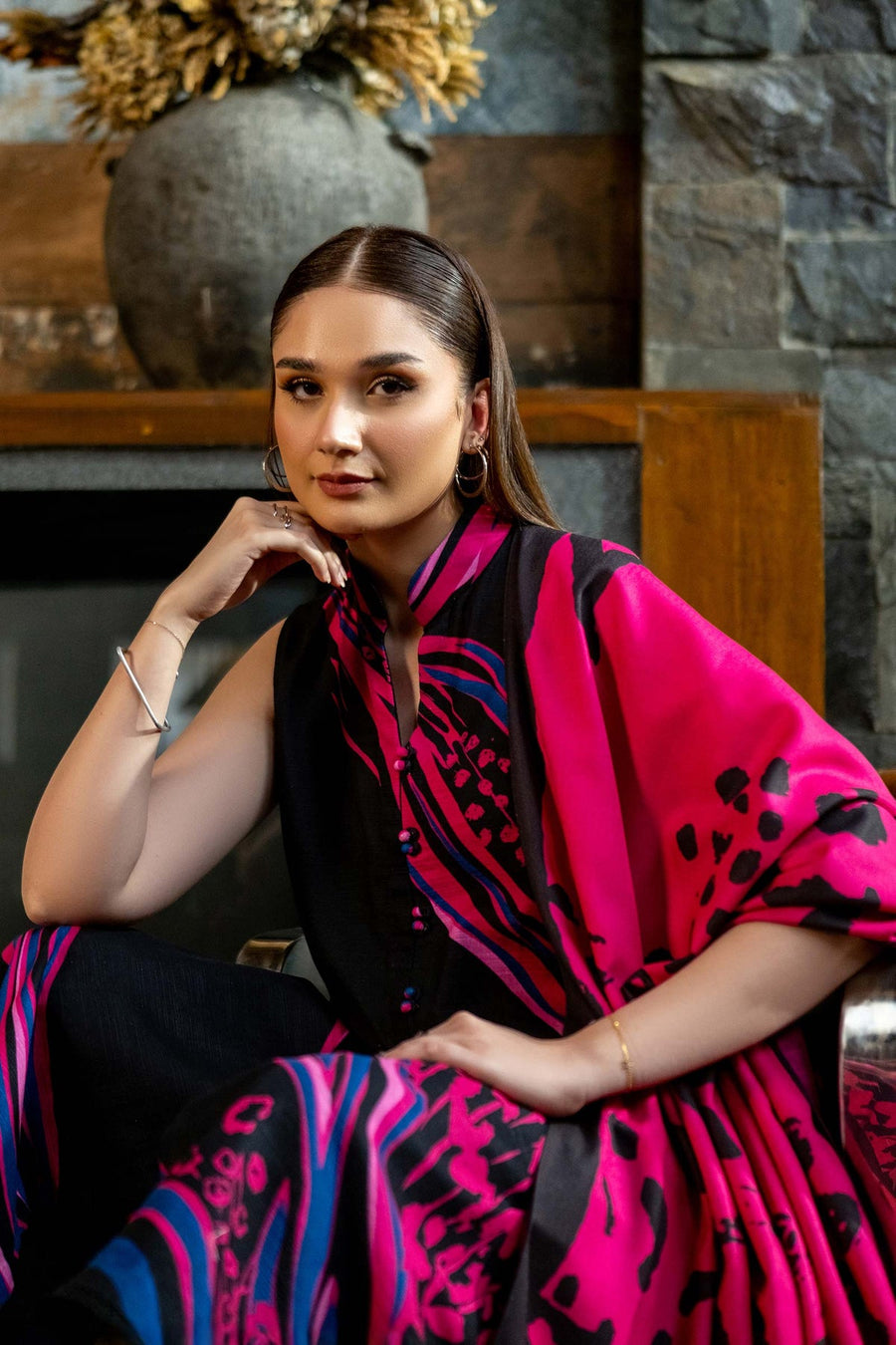 Maria.B M.Basics Printed Khaddar Unstitched 3Pc Suit D-10B