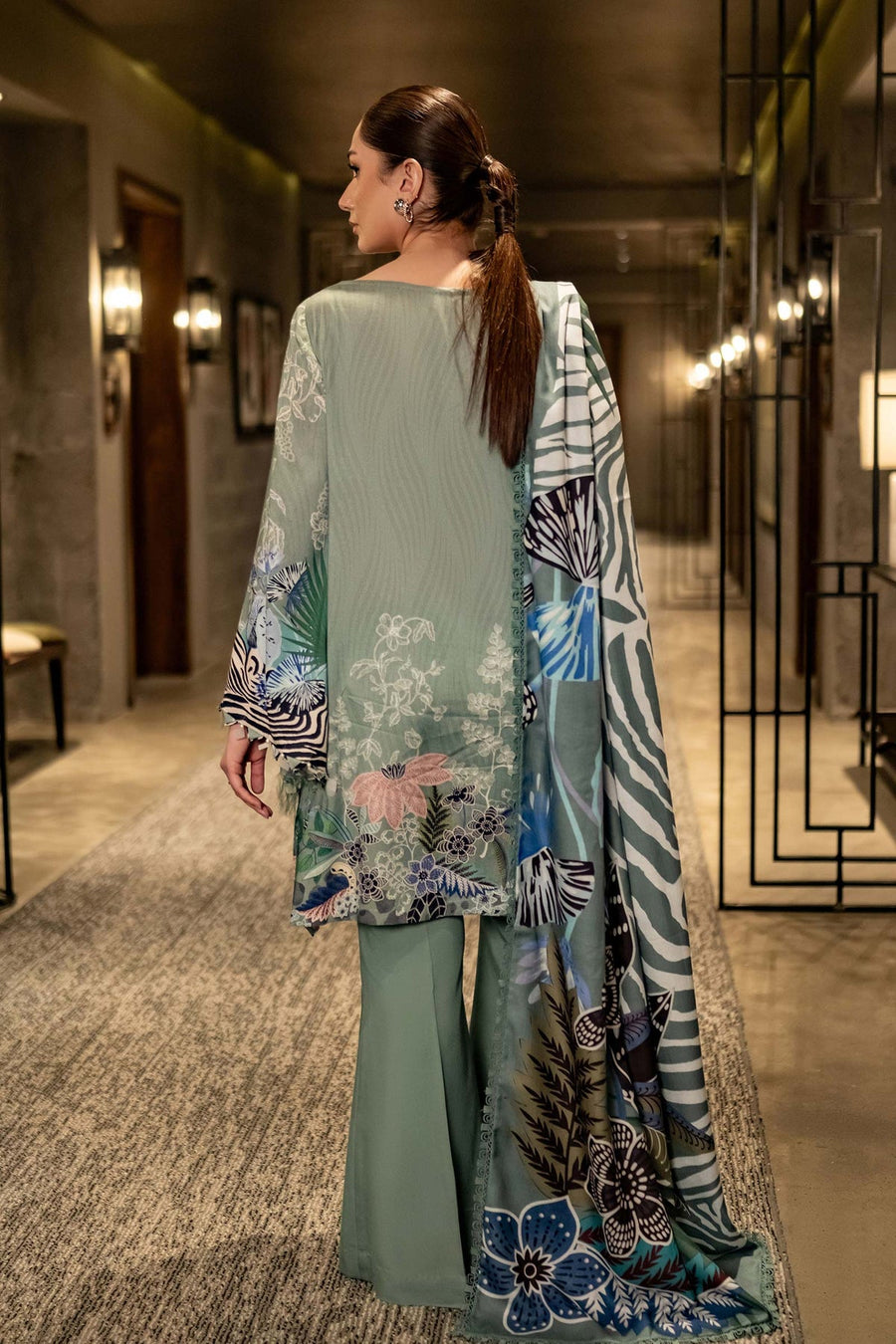 Maria.B M.Basics Printed Linen Unstitched 3Pc Suit D-12B