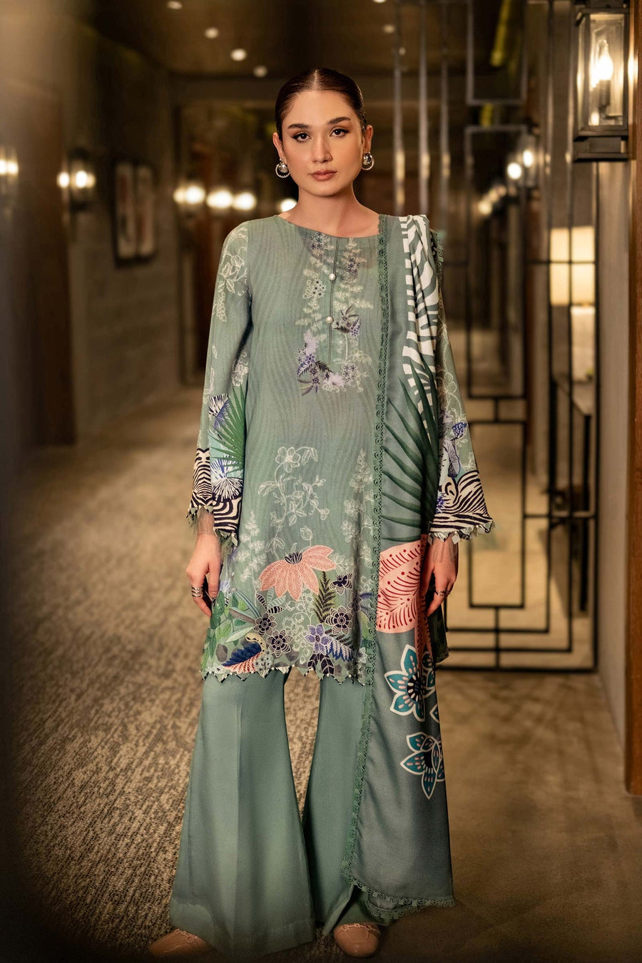 Maria.B M.Basics Printed Linen Unstitched 3Pc Suit D-12B