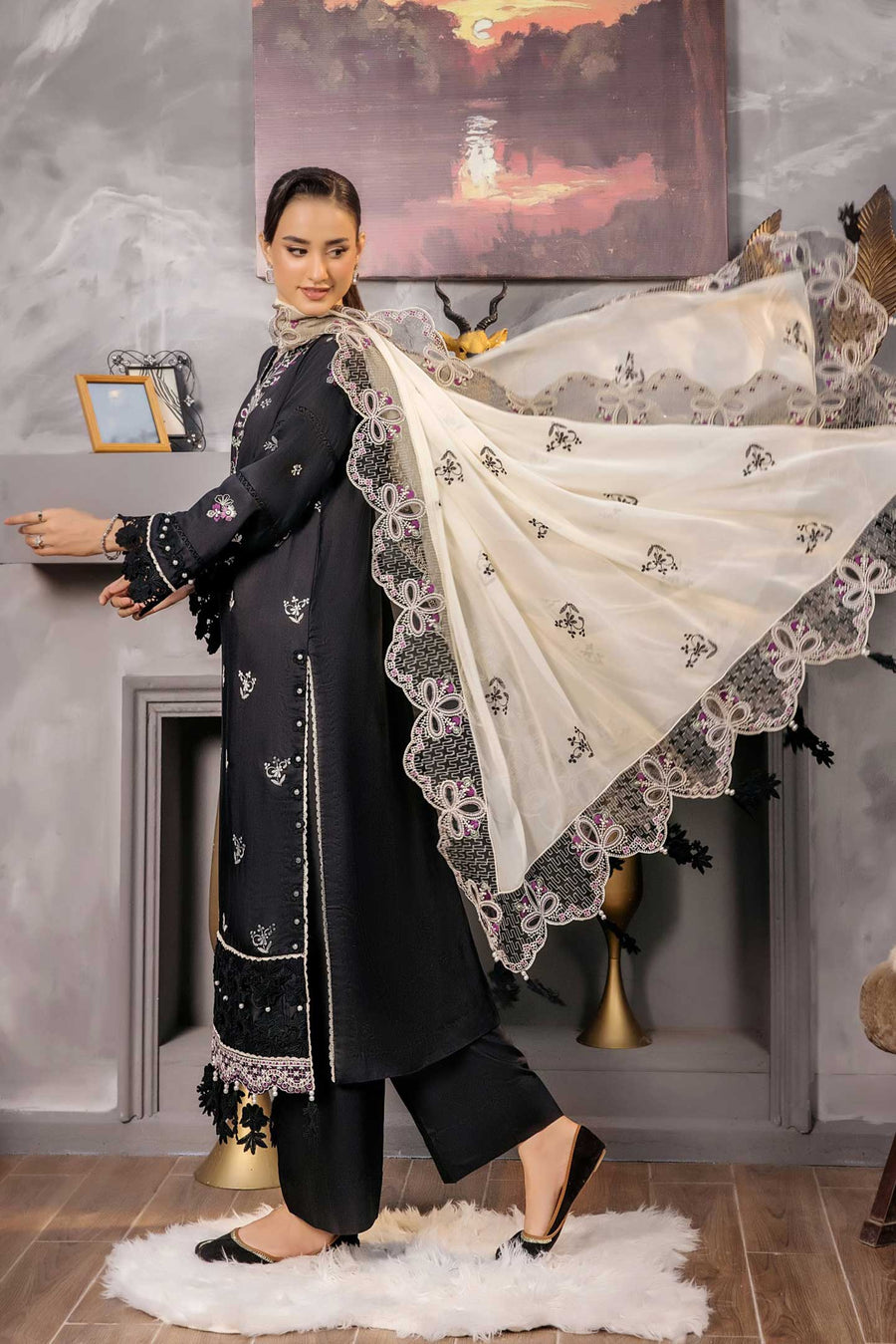 Zarya by Safwa Embroidered Viscose Unstitched 3Pc Suit ZAR-08
