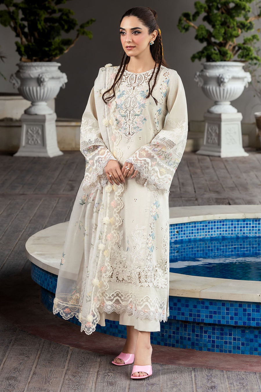 Motifz Premium Vol-02 Embroidered Lawn Unstitched 3Pc Suit 5319-MARCELINE