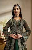 Emerald Dress women’s outfit crafted from net and raw silk - fabiha fatima