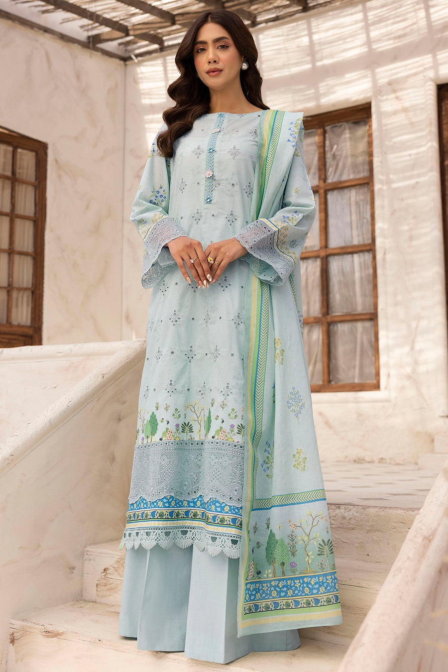 Motifz Umang Premium Embroidered Lawn Unstitched 3Pc Suit 5411-SIRA