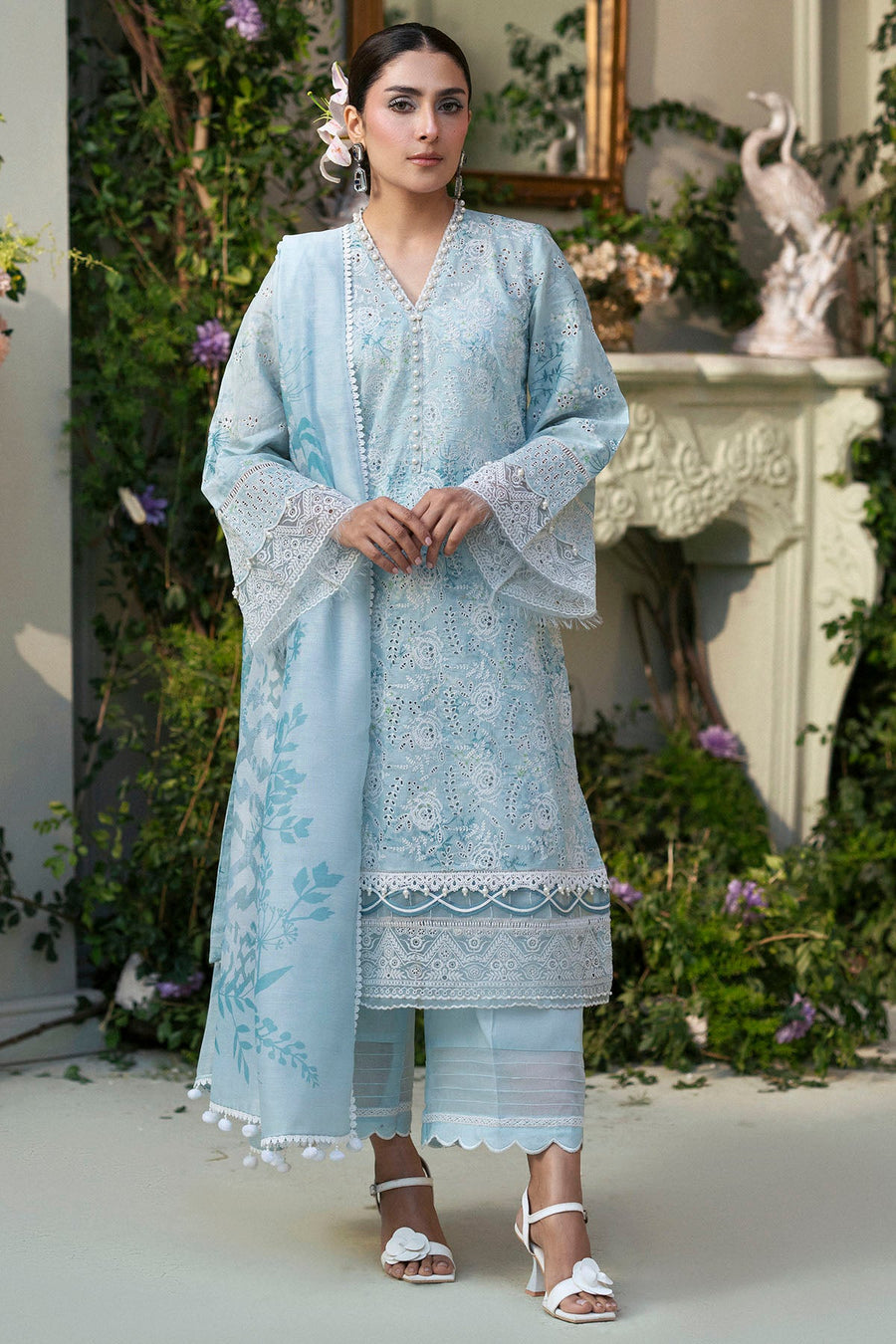 Motifz Amal Embroidered Lawn Unstitched 3Pc Suit 5425-LAVENDER