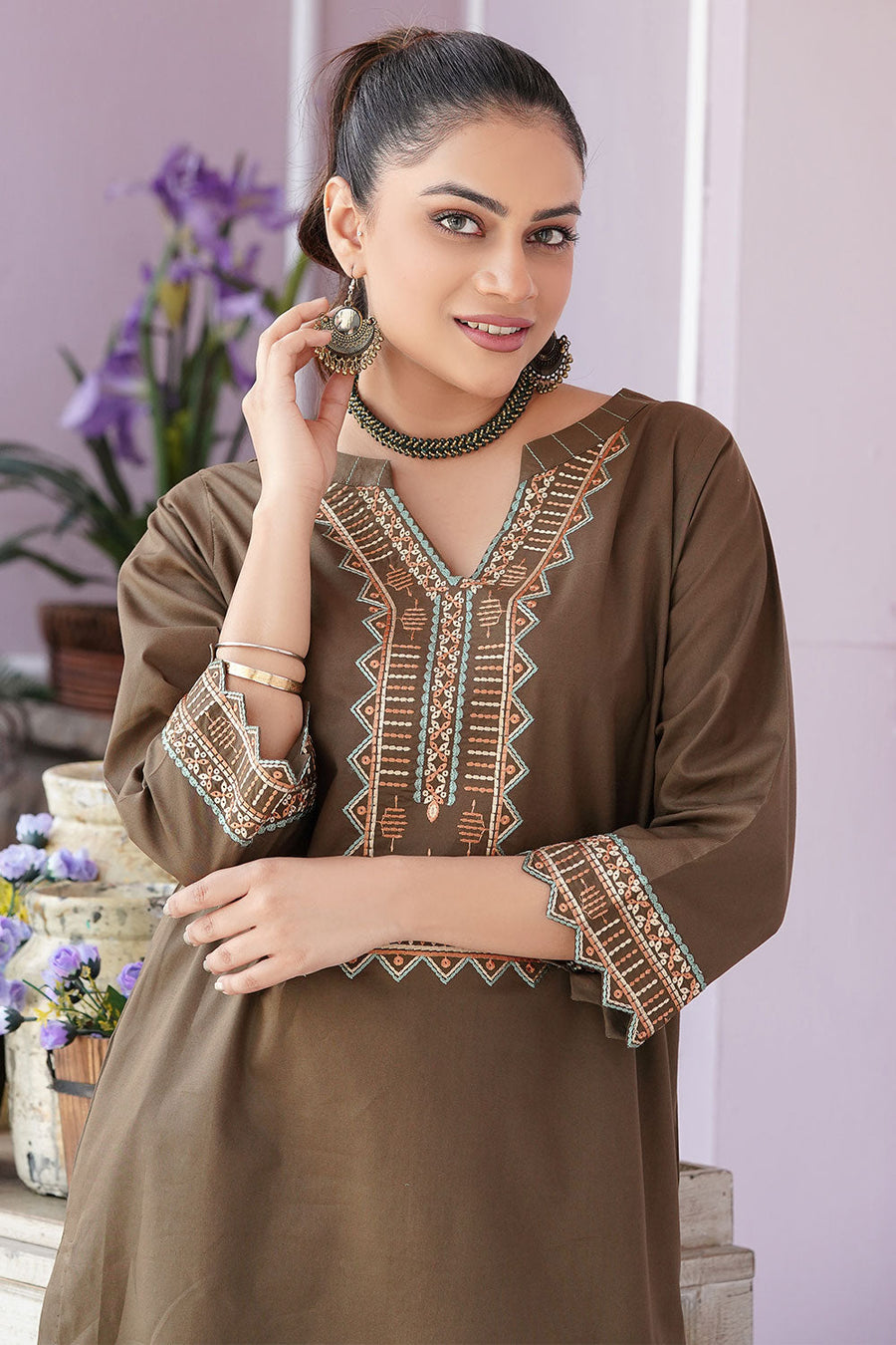 Safwa Embroidered Pret Lawn 1Pc Shirt 3R-1P-EMB-108