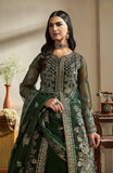 Fabiha Fatima Mehar-o-Maah Embroidered Organza Unstitched 3Pc Suit - EMERALD