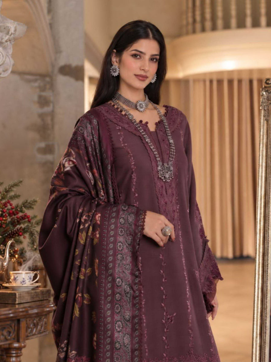 Noor by Saadia Asad Printskhaas Embroidered Linen Unstitched 3Pc Suit D-05A