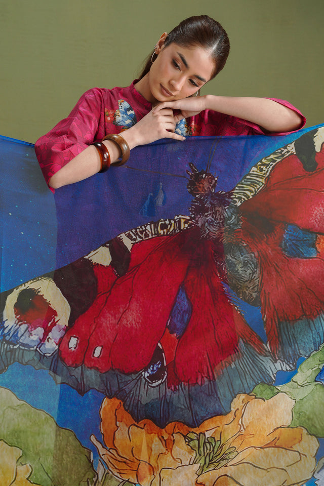 Coco by Zara Shahjahan Prints Unstitched Lawn 3Pc Suit D-05A Gece