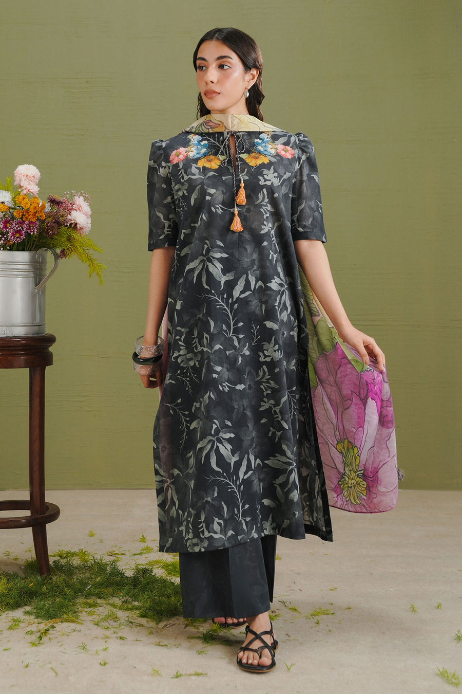 Coco by Zara Shahjahan Prints Unstitched Lawn 3Pc Suit D-05B Gece