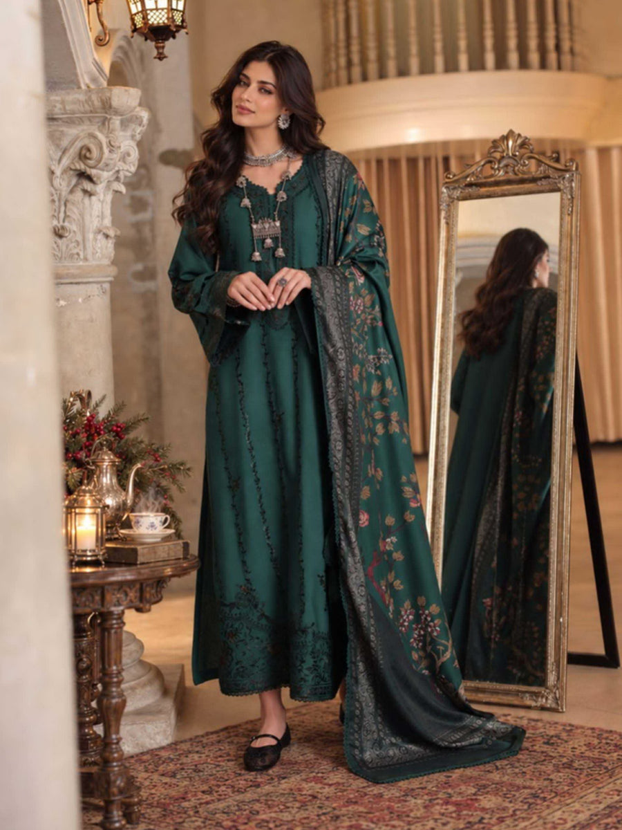 Noor by Saadia Asad Printskhaas Embroidered Linen Unstitched 3Pc Suit D-05B