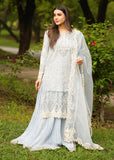 MOK Rang e Noor Embroidered Grip 3Pc Suit Sumbul - Sky Blue