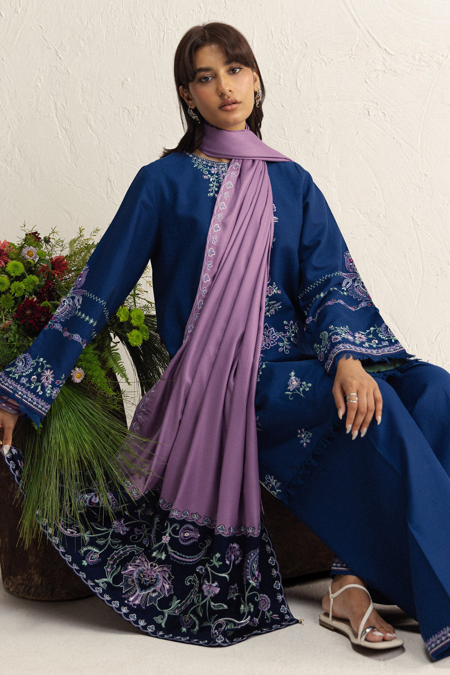 Coco Zara Shahjahan Embroidered Khaddar Unstitched 3Pc D-4A NEELAM