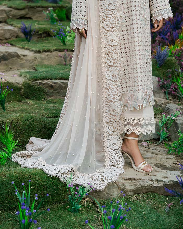 Zevk Flora Festive Embroidered Lawn Unstitched 3Pc Suit - ASEEL