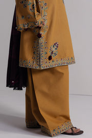Coco Zara Shahjahan Embroidered Karandi Unstitched 3Pc D-2A OCHRE