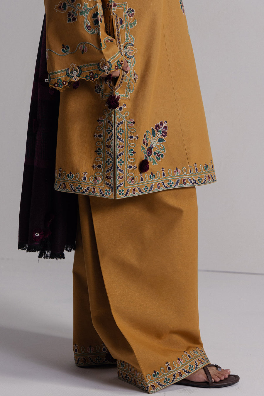 Coco Zara Shahjahan Embroidered Karandi Unstitched 3Pc D-2A OCHRE