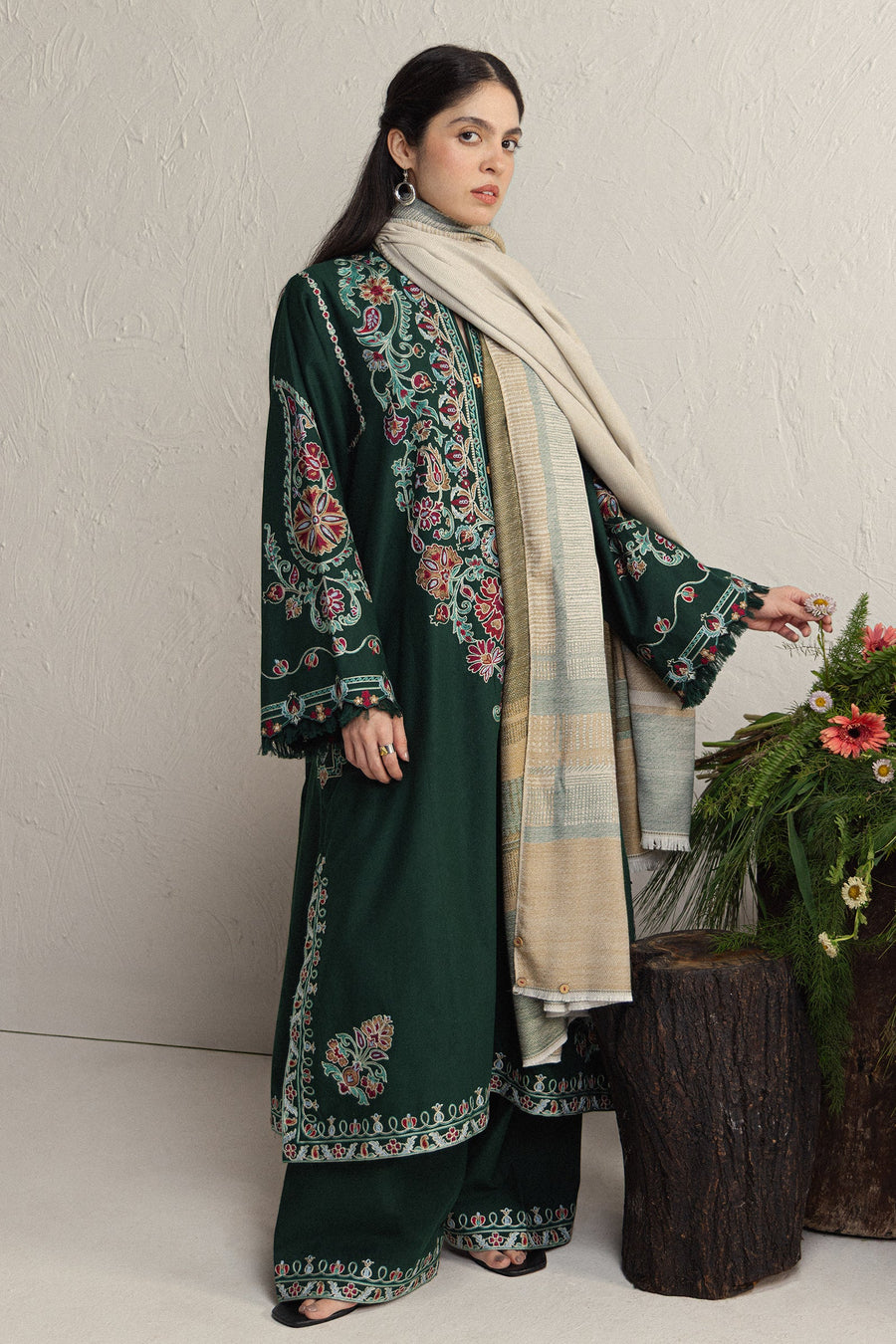 Coco Zara Shahjahan Embroidered Karandi Unstitched 3Pc D-2B OCHRE