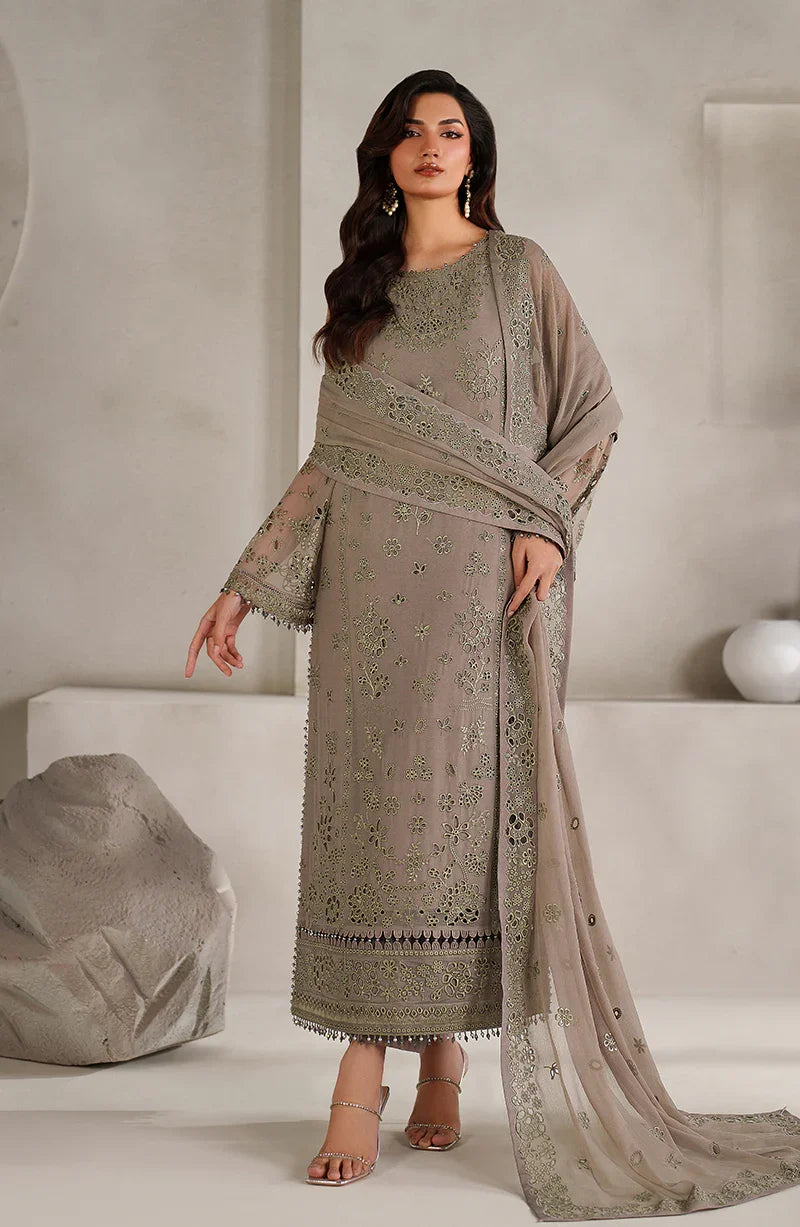 Zarif Muse Thread Embroidered Chiffon Unstitched 3Pc Suit ZE-MT-08 Aabroo