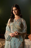 Fabiha Fatima Mehar-o-Maah Embroidered Net Unstitched 3Pc Suit - AQUAMARINE