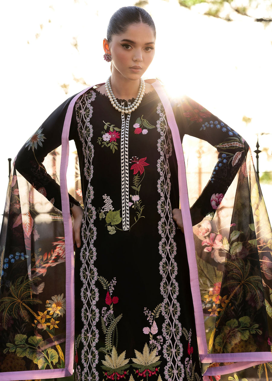 Saira Shakira Bloom Unstitched Lawn 3Pc Suit SS-25-06B SAUVAGE