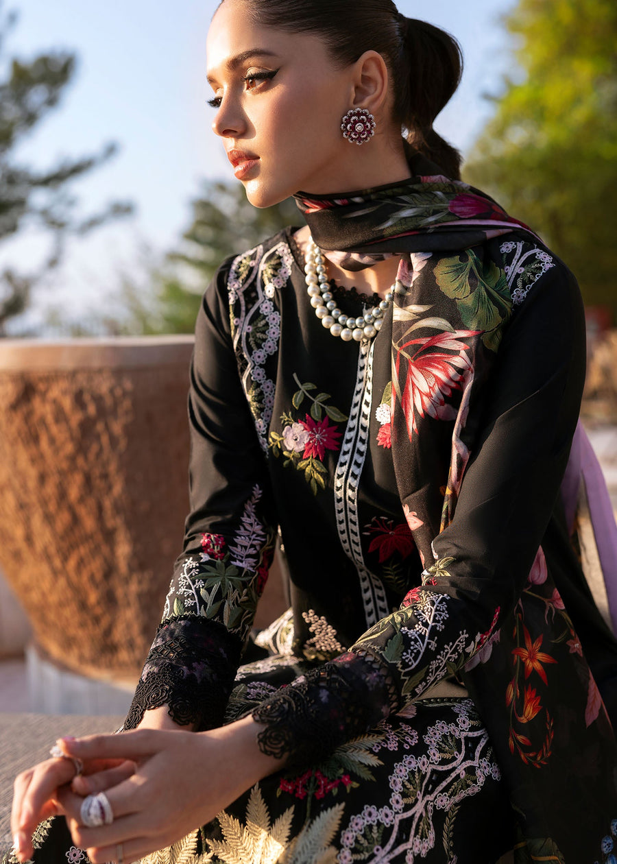 Saira Shakira Bloom Unstitched Lawn 3Pc Suit SS-25-06B SAUVAGE