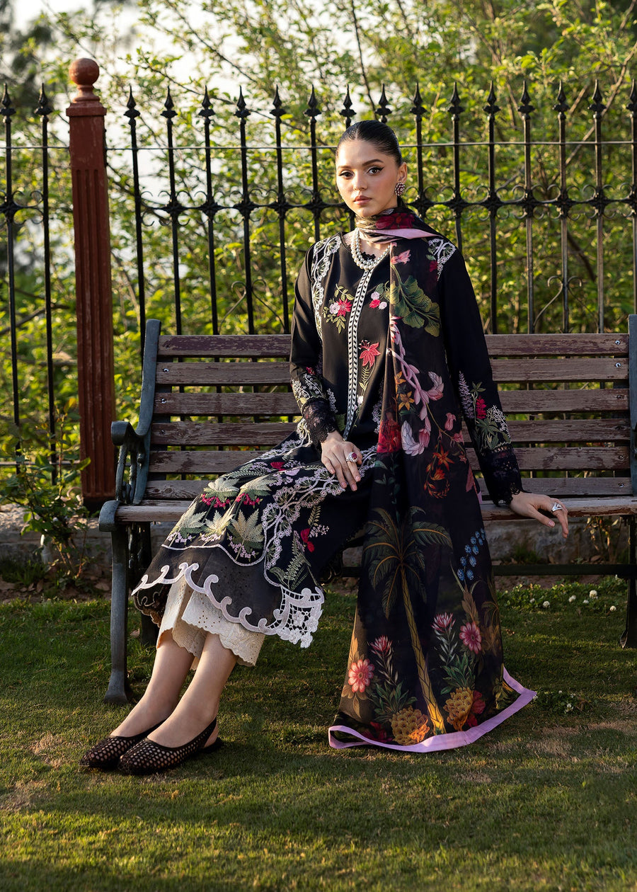 Saira Shakira Bloom Unstitched Lawn 3Pc Suit SS-25-06B SAUVAGE
