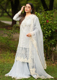 MOK Rang e Noor Embroidered Grip 3Pc Suit Sumbul - Sky Blue